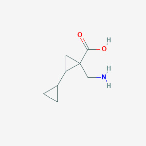 molecular formula C8H13NO2 B1277497 2-(Aminomethyl)[1,1'-bi(cyclopropane)]-2-carboxylic acid CAS No. 724772-99-0