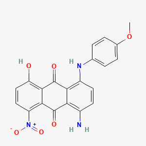 molecular formula C21H15N3O6 B12774989 9,10-Anthracenedione, 1-amino-5-hydroxy-4-[(4-methoxyphenyl)amino]-8-nitro- CAS No. 52576-59-7