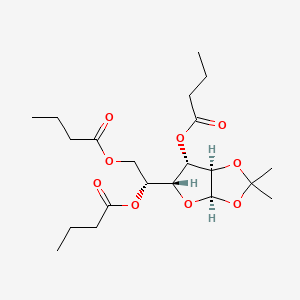 molecular formula C21H34O9 B12775058 alpha-D-Glucofuranose, 1,2-O-(1-methylethylidene)-, tributanoate CAS No. 125161-49-1