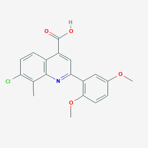 molecular formula C19H16ClNO4 B1277514 7-Chloro-2-(2,5-dimethoxyphenyl)-8-methylquinoline-4-carboxylic acid CAS No. 847503-17-7