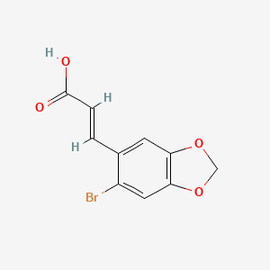 molecular formula C10H7BrO4 B1277529 3-(6-溴苯并[d][1,3]二氧杂环-5-基)丙烯酸 CAS No. 27452-00-2