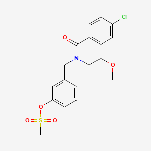 molecular formula C18H20ClNO5S B12775335 Mesyloxybenzyl methoxyethyl chlorobenzamide CAS No. 853081-53-5