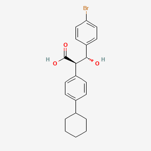 molecular formula C21H23BrO3 B12775401 Benzenepropanoic acid, 4-bromo-alpha-(4-cyclohexylphenyl)-beta-hydroxy-, (R*,S*)-(-)- CAS No. 88222-02-0