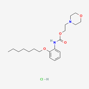 molecular formula C20H33ClN2O4 B12775458 Carbamic acid, (2-(heptyloxy)phenyl)-, 2-(4-morpholinyl)ethyl ester, monohydrochloride CAS No. 102609-68-7