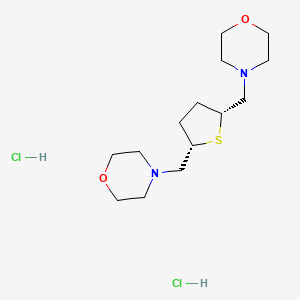 molecular formula C14H28Cl2N2O2S B12775499 cis-2,5-Di(morpholinomethyl)-1-thiacyclopentane dihydrochloride CAS No. 172753-32-1