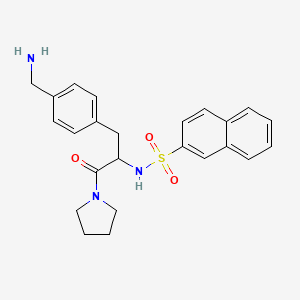 molecular formula C24H27N3O3S B12775566 N-(p-(Aminomethyl)-alpha-(pyrrolidinocarbonyl)phenethyl)-2-naphthalenesulfonamide CAS No. 109006-05-5