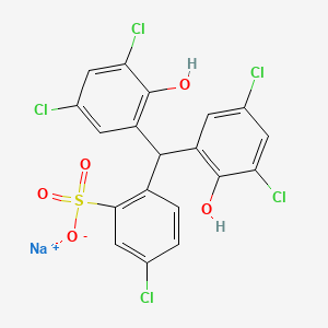 molecular formula C19H10Cl5NaO5S B12775650 Sodium 4-chloro-alpha,alpha-bis(3,5-dichloro-2-hydroxyphenyl)-o-toluenesulfonate CAS No. 4430-22-2
