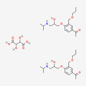 molecular formula C40H64N2O14 B12775682 Ethanone, 1-(4-(2-hydroxy-3-((1-methylethyl)amino)propoxy)-3-(propoxymethyl)phenyl)-, tartrate CAS No. 104450-39-7