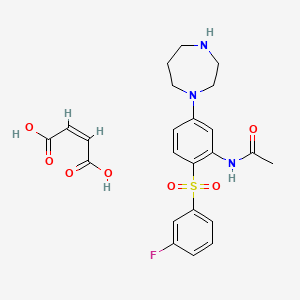 molecular formula C23H26FN3O7S B12775734 N-(2-((3-Fluorophenyl)sulfonyl)-5-(hexahydro-1H-1,4-diazepin-1-yl)phenyl)acetamide maleic acid CAS No. 627463-79-0