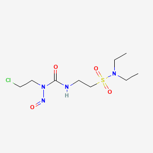 molecular formula C9H19ClN4O4S B12775751 Ethanesulfonamide, 2-((((2-chloroethyl)nitrosoamino)carbonyl)amino)-N,N-diethyl- CAS No. 91893-34-4
