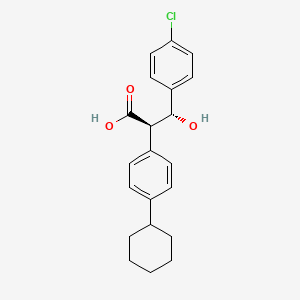 molecular formula C21H23ClO3 B12775775 Benzenepropanoic acid, 4-chloro-alpha-(4-cyclohexylphenyl)-beta-hydroxy-, (R*,S*)-(-)- CAS No. 88221-94-7