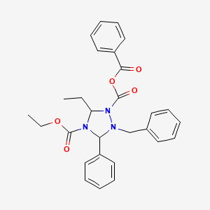 molecular formula C28H29N3O5 B12775880 1,2,4-Triazolidine-1,3-dicarboxylic acid, 3-benzoyl-5-phenyl-4-(phenylmethyl)-, diethyl ester CAS No. 102433-77-2