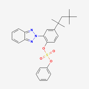 molecular formula C26H29N3O4S B12776083 Phenol, 2-(2H-benzotriazol-2-yl)-4-(1,1,3,3-tetramethylbutyl)-, 1-benzenesulfonate CAS No. 75872-89-8