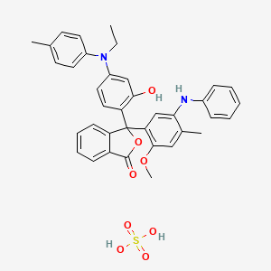 molecular formula C37H36N2O8S B12776148 3-(5-anilino-2-methoxy-4-methylphenyl)-3-[4-(N-ethyl-4-methylanilino)-2-hydroxyphenyl]-2-benzofuran-1-one;sulfuric acid CAS No. 164780-87-4