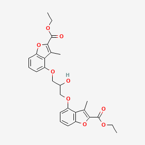 molecular formula C27H28O9 B12776316 2-Benzofurancarboxylic acid, 4,4'-(2-hydroxytrimethylenedioxy)bis(3-methyl-, diethyl ester CAS No. 112489-23-3