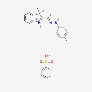 molecular formula C27H31N3O3S B12776338 N,4-dimethyl-N-[(E)-(1,3,3-trimethylindol-1-ium-2-yl)methylideneamino]aniline;4-methylbenzenesulfonate CAS No. 92908-53-7