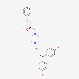 molecular formula C29H34F2N2OS B12776413 (R)-4-(4,4-Bis(4-fluorophenyl)butyl)-alpha-((phenylthio)methyl)-1-piperazineethanol CAS No. 143759-73-3