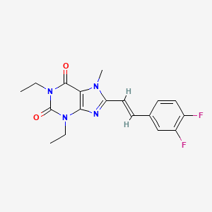 molecular formula C18H18F2N4O2 B12776448 (E)-8-(3,4-Difluorostyryl)-1,3-diethyl-7-methylxanthine CAS No. 155271-47-9