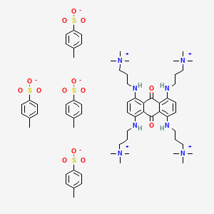 molecular formula C66H96N8O14S4 B12776509 3-[[9,10-dioxo-4,5,8-tris[3-(trimethylazaniumyl)propylamino]anthracen-1-yl]amino]propyl-trimethylazanium;4-methylbenzenesulfonate CAS No. 71156-05-3
