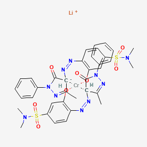 molecular formula C36H36CrLiN10O8S2- B12776517 Lithium bis(4-((4,5-dihydro-3-methyl-5-oxo-1-phenyl-1H-pyrazol-4-yl)azo)-3-hydroxy-N,N-dimethylbenzene-1-sulphonamidato(2-))chromate(1-) CAS No. 83732-89-2