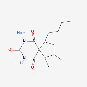 molecular formula C14H21N2NaO3 B12776527 Sodium 2-(n-butyl)-1,4-dimethyl-7,9-diazaspiro(4.5)decane-6,8,10-trione CAS No. 63990-16-9