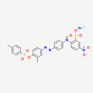 molecular formula C26H21N4NaO8S2 B12776547 Sodium 2-(4-((4-(((p-tolyl)sulphonyl)oxy)-3-tolyl)azo)anilino)-5-nitrobenzenesulphonate CAS No. 83006-49-9