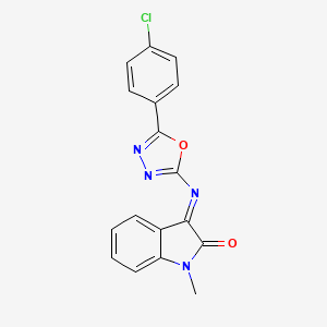 molecular formula C17H11ClN4O2 B12776676 3-(5-(p-Chlorophenyl)-1,3,4-oxadiazol-2-ylimino)-1-methyl-2-indolinone CAS No. 84640-79-9