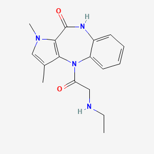 molecular formula C17H20N4O2 B12776832 Pyrrolo(3,2-b)(1,5)benzodiazepin-10(1H)-one, 4,9-dihydro-1,3-dimethyl-4-((ethylamino)acetyl)- CAS No. 83621-98-1