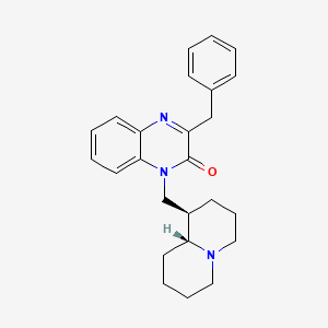 molecular formula C25H29N3O B12776866 Quinoxalin-2(1H)-one, 3-benzyl-1-(octahydro-2H-quinolizin-1-ylmethyl)-, trans- CAS No. 97147-32-5