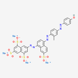 molecular formula C33H20N6Na4O13S4 B12776985 Tetrasodium 7-((4-((4-((4-hydroxyphenyl)azo)-2-methylphenyl)azo)-7-sulphonato-1-naphthyl)azo)naphthalene-1,3,5-trisulphonate CAS No. 83733-25-9
