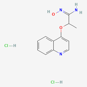 molecular formula C12H15Cl2N3O2 B12777046 N-Hydroxy-2-(4-quinolinyloxy)propanimidamide dihydrochloride CAS No. 86346-58-9