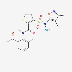 molecular formula C20H20N3NaO5S2 B12777210 sodium;[2-[(2-acetyl-4,6-dimethylphenyl)carbamoyl]thiophen-3-yl]sulfonyl-(3,4-dimethyl-1,2-oxazol-5-yl)azanide CAS No. 349453-84-5
