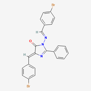 molecular formula C23H15Br2N3O B12777302 4-(p-Bromobenzylidene)-1-((p-bromobenzylidene)amino)-2-phenyl-2-imidazolin-5-one CAS No. 126245-18-9