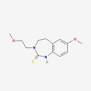molecular formula C13H18N2O2S B12777325 2H-1,3-Benzodiazepine-2-thione, 1,3,4,5-tetrahydro-7-methoxy-3-(2-methoxyethyl)- CAS No. 87744-96-5