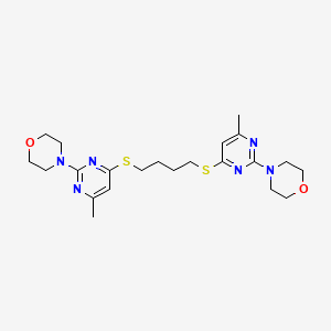 molecular formula C22H32N6O2S2 B12777344 Morpholine, 4,4'-(1,4-butanediylbis(thio(6-methyl-2,4-pyrimidinediyl)))bis- CAS No. 123392-13-2