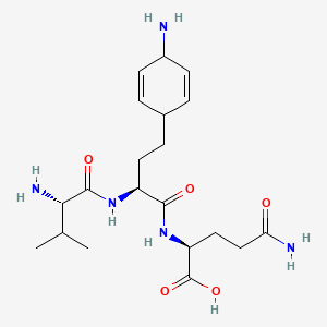 molecular formula C20H33N5O5 B12777357 L-Glutamine, 4-(4-amino-2,5-cyclohexadien-1-yl)-L-2-aminobutanoyl-L-valyl-, trans- CAS No. 96717-71-4