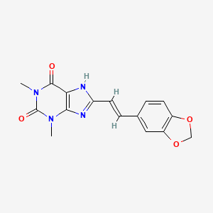 molecular formula C16H14N4O4 B12777371 Theophylline, 8-(3,4-(methylenedioxy)styryl)- CAS No. 155271-18-4
