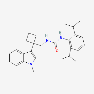 molecular formula C27H35N3O B12777399 Urea, N-(2,6-bis(1-methylethyl)phenyl)-N'-((1-(1-methyl-1H-indol-3-yl)cyclobutyl)methyl)- CAS No. 145131-33-5