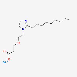 molecular formula C17H31N2NaO3 B12777432 Propanoic acid, 3-(2-(4,5-dihydro-2-nonyl-1H-imidazol-1-yl)ethoxy)-, sodium salt CAS No. 70942-02-8