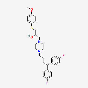 molecular formula C30H36F2N2O2S B12777435 1-(4,4-Bis(4-fluorophenyl)butyl)-4-(2-hydroxy-3-(4-methoxyphenylthio)propyl)piperazine CAS No. 143759-96-0