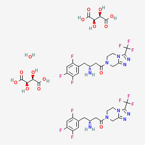 molecular formula C40H44F12N10O15 B12777445 Sitagliptin tartrate hemihydrate CAS No. 862156-93-2