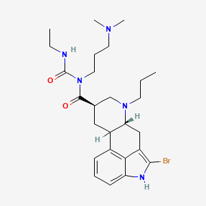 molecular formula C26H38BrN5O2 B12777597 Ergoline-8-carboxamide, 2-bromo-N-(3-(dimethylamino)propyl)-N-((ethylamino)carbonyl)-6-propyl-, (8beta)- CAS No. 126554-47-0