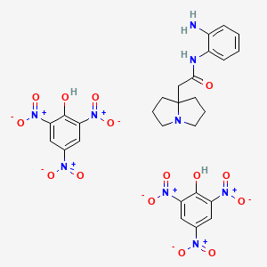 molecular formula C27H27N9O15 B12777627 Hexahydro-N-(o-aminophenyl)-1H-pyrrolizine-8-acetamide dipicrate CAS No. 88069-45-8