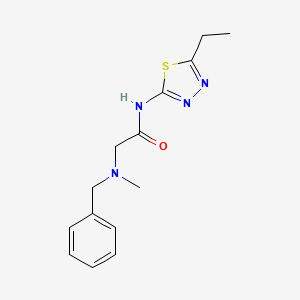 molecular formula C14H18N4OS B12777657 Acetamide, N-(5-ethyl-1,3,4-thiadiazol-2-yl)-2-(methyl(phenylmethyl)amino)- CAS No. 141400-71-7
