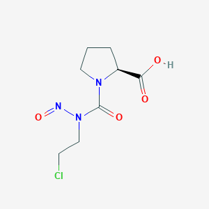 molecular formula C8H12ClN3O4 B12777711 Proline, N-((2-chloroethyl)nitrosocarbamoyl)-, L- CAS No. 80687-32-7