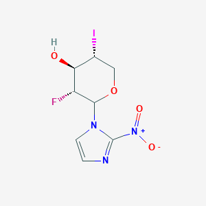 molecular formula C8H9FIN3O4 B127778 1-(2-Fluoro-4-iodo-2,4-dideoxyxylopyranosyl)-2-nitroimidazole CAS No. 147132-90-9