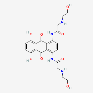 molecular formula C22H24N4O8 B12777835 N,N'-(9,10-dihydro-5,8-dihydroxy-9,10-dioxo-1,4-anthracenediyl)bis(2-((2-hydroxyethyl)amino)acetamide) CAS No. 190334-60-2