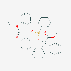 molecular formula C38H35O6Si B12777871 3,5,8-Trioxa-4-siladecanoic acid, 7-oxo-2,2,4,6,6-pentaphenyl-, ethyl ester CAS No. 85905-75-5