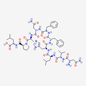 molecular formula C57H82N14O13 B12777878 Asn-Val-Leu-His-Phe-Phe-Asn-Ala-Pro-Leu CAS No. 340682-40-8