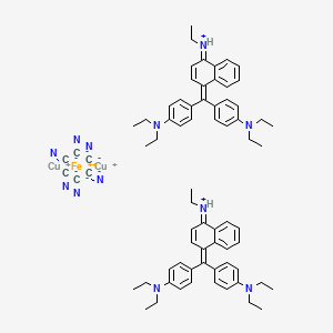molecular formula C72H80Cu2FeN12 B12777889 Bis((4-((4-(diethylamino)phenyl)(4-(ethylamino)-1-naphthyl)methylene)cyclohexa-2,5-dien-1-ylidene)diethylammonium) dicopper(1+) hexa(cyano-C)ferrate(4-) CAS No. 82338-76-9